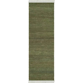 Handmade reversible jute runner in a trendy olive green color, crafted from all-natural fibers with a soft texture and durable woven design. Perfect for boho, modern, and Scandinavian-inspired homes.