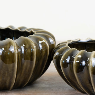 Gloss glazed fluted ceramic vases for modern and contemporary interiors
