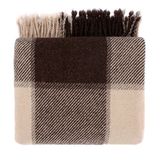Natural wool blanket fine plaid pattern for cosy interiors.