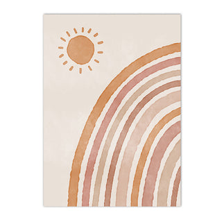 Boho nursery canvas art print with rainbow design. Colourful kids wall art for nursery or play room.