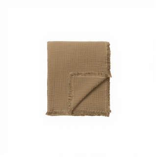 Reu Fringed Cotton Throw / Caramel