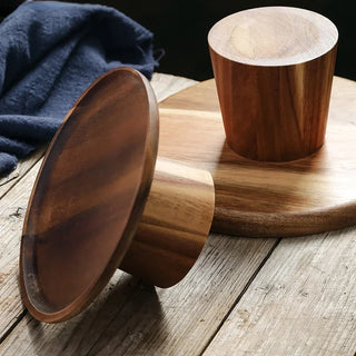 Natural wood round dessert stands, Arkaim Home