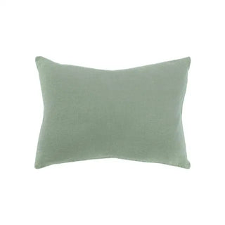 Sage green pure linen pillowcases. Available in a range of neutral colours and sizes from Arkaim Home. Natural linen is breathable, textured, and perfect for relaxed year-round comfort. Great for modern, Boho, Scandi, wabi-sabi bedroom interiors.