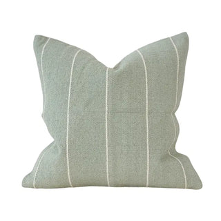 Sage striped cotton cushion cover 45x45cm with textured weave