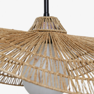 Utama Single-Tier Handwoven Jute Pendant Light – creative ceiling light crafted with intricate artistry. This Wabi-Sabi-inspired hanging lamp adds natural elegance to bedrooms, kitchen islands, dining areas, or coffee tables. Perfect for boho, Scandi, and eco-friendly home décor.
