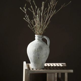 White stoneware ceramic vase – a natural, contemporary home décor accessory inspired by Wabi-Sabi aesthetics. Perfect for minimalist and rustic interiors. Display with dried flowers or as a standalone statement piece. Shop natural homeware.
