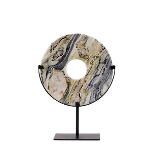 Round marble disc ornament for modern interiors