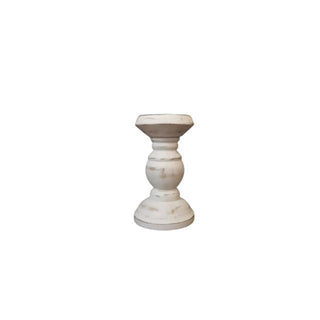 Rustic wooden candle holder crafted from solid mango wood with a distressed paint effect, perfect for adding natural charm to your home décor. Ideal for shelves, mantles, or coffee tables, this candle holder enhances the atmosphere of cosy evenings. Fitted with a metal candle plate, it can accommodate votive or pillar candles. Whether used alone or in a grouped centrepiece, this wooden candle holder creates a sophisticated, ambient glow with candlelight