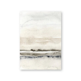 Abstract landscape art print featuring soft beige, grey, and charcoal watercolour washes resembling a tranquil horizon or still water reflection — ideal for minimalist and natural home decor.