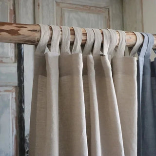 Tab-top, natural Oma linen curtain - perfect for modern, minimalist, scandi and boho interiors.