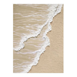Coastal canvas wall art in beige and white Arkaim Home