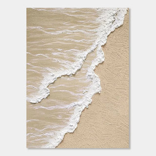 Textured beige and white ocean canvas art-Arkaim Home.