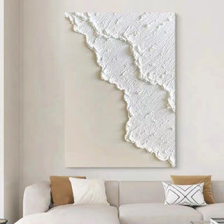 Large tidal wave canvas wall art in beige and white Arkaim Home