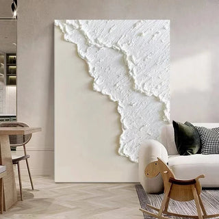 Large tidal wave canvas wall art in beige and white Arkaim Home