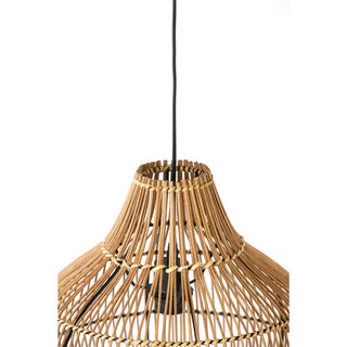Pear shaped bamboo pendant light with neutral finish, ideal for boho and minimalist interiors.