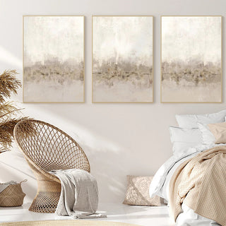 Abstract neutral-toned canvas prints featuring soft, earthy textures and a horizon-inspired design — perfect for modern minimalist and organic home interiors.