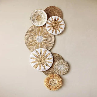 Boho wall basket layered in gallery wall display