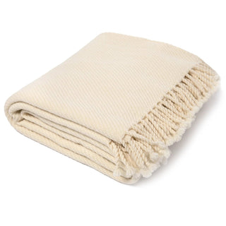 White merino wool thro with subtle woven pattern.