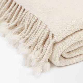 White fine merino wool blanket for for bed or sofa styling