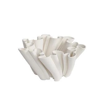 Fluted decorative white ceramic centrepiece.