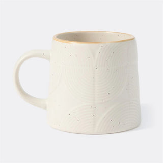 Embossed ceramic mug in white Arkaim Home minimalist interior