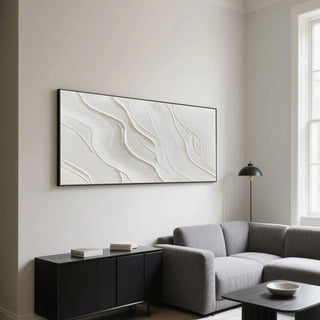 Textured abstract wave wall art in creamy white tones Arkaim Home