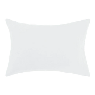 White pure linen standard pillowcase with envelope closure, available from Arkaim Home in a variety of sizes and soft, pastel colours. Perfect for styling a relaxed, all-season bedroom look.