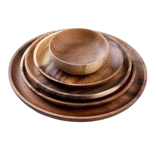 Solid wood dinner plates and bowls with smooth polished finish, Arkaim Home