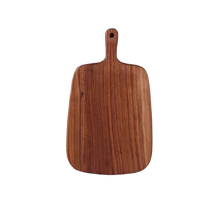 Black walnut wood cutting board with handle, 33 cm, on white