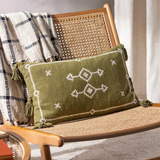 Tala Tasselled Cushion Cover / Olive 30x50cm