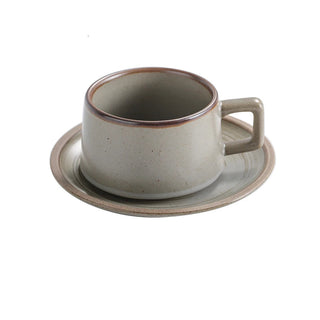Biba stoneware coffee cup and saucer with a minimalist, earthy design. Perfect for tea, coffee, cappuccino or hot chocolate. 